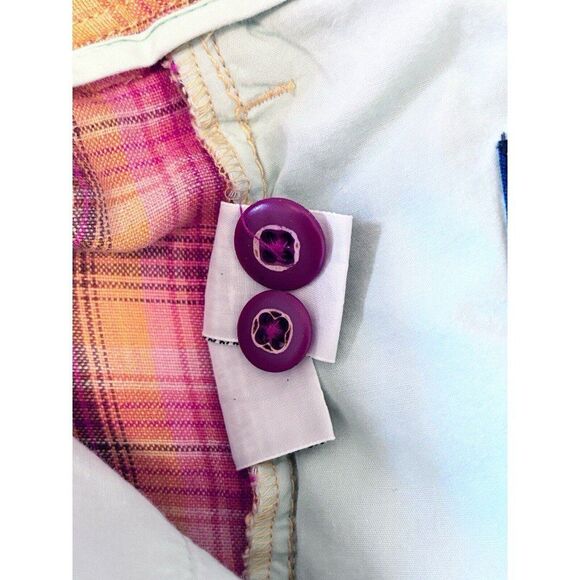 Tommy Bahama Relax Orange Plaid 100% Linen Flat Front Shorts Size 35 - Picture 7 of 8